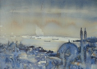 ISTANBUL-1 (Study) Vrachtschepen wachten op de loods in de Zee van Marmora